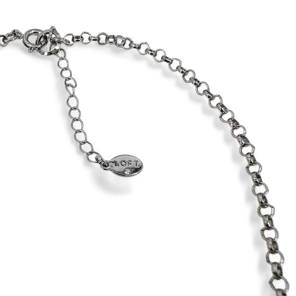 Loft Rhinestone Statement Necklace White Gray Marbled Stones - Picture 8 of 8